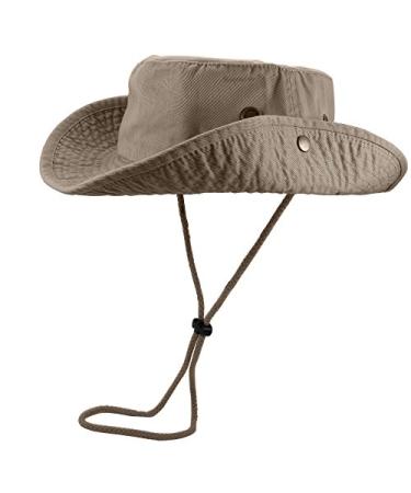 Gelante 100% Cotton Stone-Washed Adjustable Bucket Safari Booney Sun Hats Large-X-Large Khaki