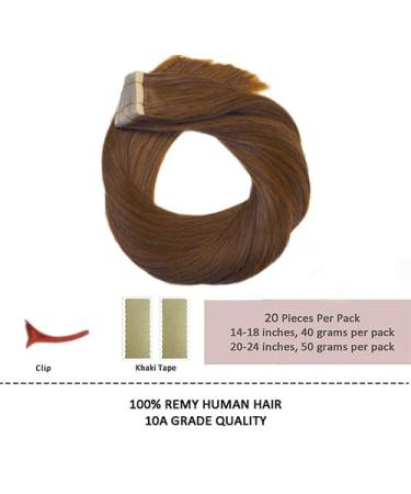 Hotlulana #10 Tape In Extensions - 16 Inch Real Human Hair 40g 20pcs Invisible Skin Weft - 100% Natural Quality - Buy Online on GoSupps.com