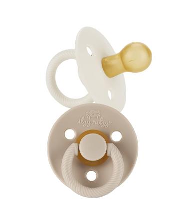 Itzy Ritzy Natural Rubber Pacifiers, Set of 2  Natural Rubber Newborn Pacifiers with Cherry-Shaped Nipple & Large Air Holes for Added Safety Set of 2 in Coconut & Toast, Ages 0  6 Months Coconut/Toast