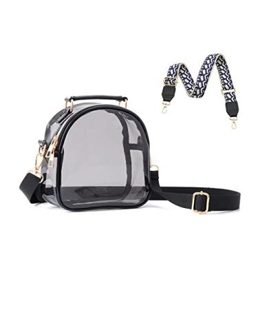UEOE Clear Purse for Women, Cute Crossbody transparent Bag Stadium Approved, See Through PVC Bag with 2 Shoulder Straps Transparent Black