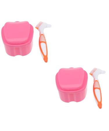 Lurrose 2 sentences false toothbrush set partial prosthesis case prosthesis holder prosthesis container prosthesis case for women storage container for denture pocket travel pp host rosax2stk 8.5x8.5x7cmx2pcs