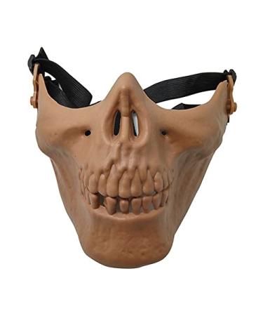 Half Skull Airsoft Mask Creative Protective Half Face Mask for Halloween Airsoft Masquerade Costume Party Tan