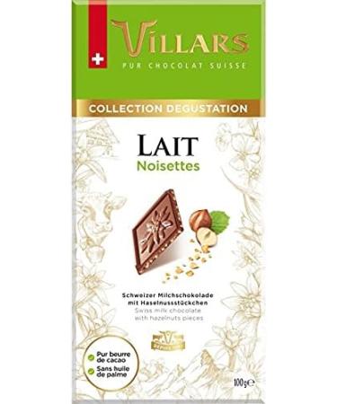 VILLARS - Milk Chocolate Tasting Bar with Hazelnut Pieces 100G - Pack of 2 - Special Offer - Buy Online on GoSupps.com