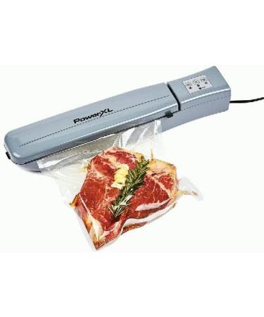 PowerXL Duo NutriSealer Food Vacuum Sealer Machine with Bags & Rolls - Double Airtight Sealing, Built-in Cutter, Small Snack Bag Capability, Safety Certified, Lab Tested, LED Indicator Lights | Slate - Buy Online on GoSupps.com
