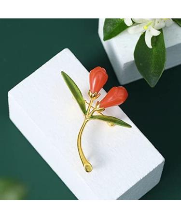 Pin Jewelry Gifts for Women Ladies Elegant Accessories South Red Agate Magnolia Shape Brooch Luxury Wedding Banquet Brooch Accessories Brooches & Pins - Buy Online on GoSupps.com