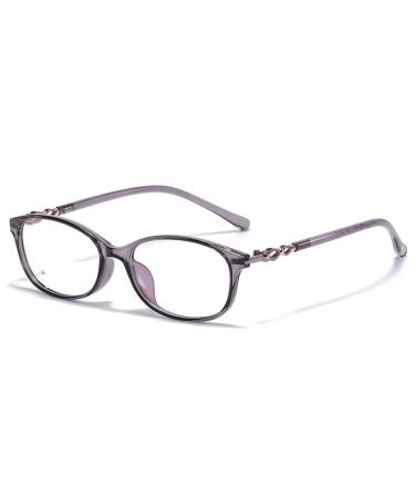 Qinzhenz trendy reading glasses anti-blue light computer readers anti-UV flat light lights presbyopia glasses for women and men (color: gray size: +100) +100 gray