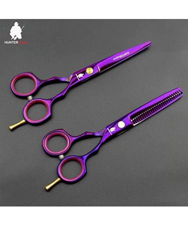 HUNTERrapoo 5.5 inch purple Stainless steel Hair cutting scissors kit thinning Shears for hairdressing barber scissors kit - Buy Online on GoSupps.com