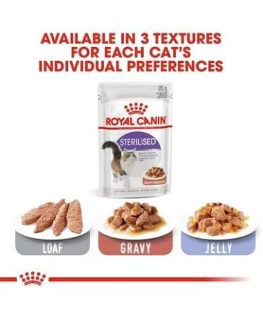 Royal Canin Sterilised Adult In Gravy Wet Cat Food 85g (Pack of 48) - Buy Online on GoSupps.com