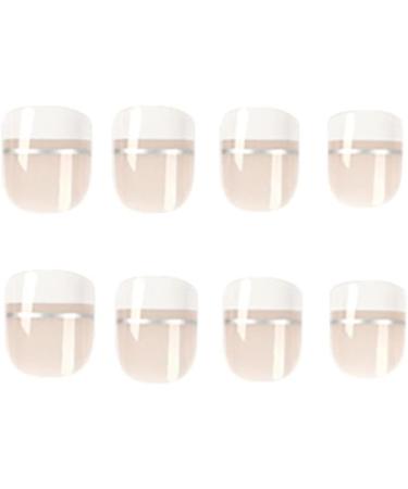 Justotry 24 Pcs Short White French Press on Nails - Nude Squoval Fake Nails with Nail Glue for Women - Buy Online on GoSupps.com