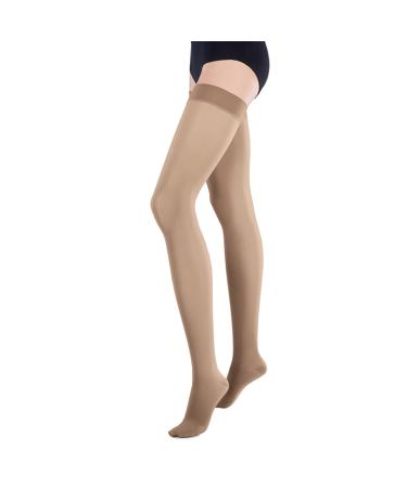 23-32 mmHg graded thigh compression cuffs firm hold Footless compression socks swelling for the wearer conveniently for varicose veins shin rails edema restoration toe skin tone m