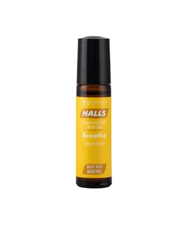 Halls Breathe Essential Oil Roll On Lemon Uplifting Citrus Blend with Menthol for Stress and Craving Relief Clean Botanical Aromatherapy for Travel or Home Use 10mL Pocket-Sized Format Lemon 0.33 Fl Oz (Pack of 1)