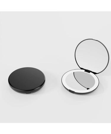 5 Inch Compact Travel Makeup Mirror with LED Lights - Double Sided 1X/5X Magnifying Mirror - Portable Daylight Illumination - Black - Buy Online on GoSupps.com