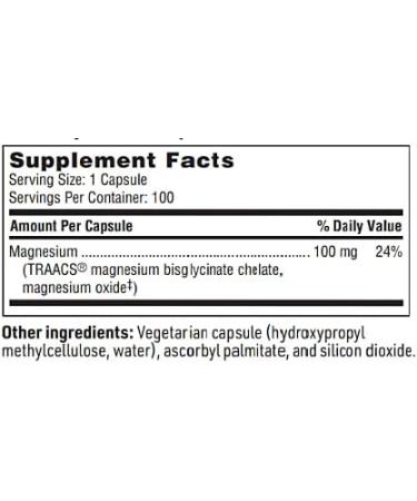 Klaire Labs Magnesium Glycinate Complex - 100mg Bisglycinate Blend for Bone Health & Sleep - Chelated for Better Absorption - 100 Capsules - Buy Online on GoSupps.com