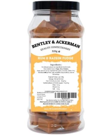 Rum and Raisin Fudge - (520g) Original Lonka Rum and Raisin Fudge in a Gift Jar By Bentley & Ackerman's Sweet Shop. - Buy Online on GoSupps.com