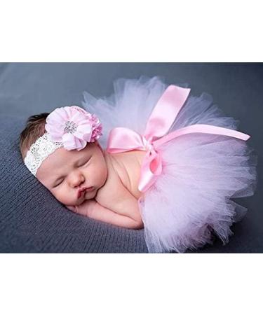Matissa Newborn Baby Tutu Skirt & Headdress Flower Set - Light Pink - Buy Online on GoSupps.com