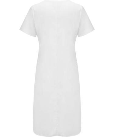 Elegant Summer Dresses 2023: Casual V-Neck Loose Print Long Dress with Pockets - A03-white XX-Large - Buy Online on GoSupps.com
