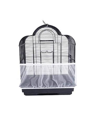 TIANRUOXIAOKE Universal Bird Cage Seed Catcher Seeds Guard Parrot Mesh Net Cover Stretchy Shell Skirt Traps Cage Basket Soft Airy Parrot Cage Skirt (M, White) Medium White