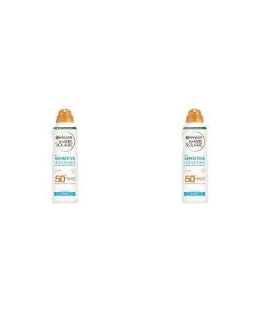 Garnier Ambre Solaire SPF 50+ Sensitive Advanced Dry Mist Sun Cream Spray Water Resistant & Non Greasy Sunscreen Fragrance Free UVA & UVB Protection Approved by Cruelty Free International 150ml 150 ml (Pack of 2)