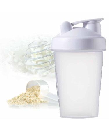 400ml Protein Shaker Bottle Shaker Cups Mixer BPA Free Gym Shaker Bottle Leakproof Mini Water Bottle With Steel Mixing Ball for Fitness Sports and Travel for Men and Women - White