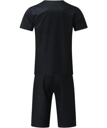Wabtum Men's Sport Set - Summer 2 Piece Outfit Athletic Suits Black Large - Buy Online on GoSupps.com