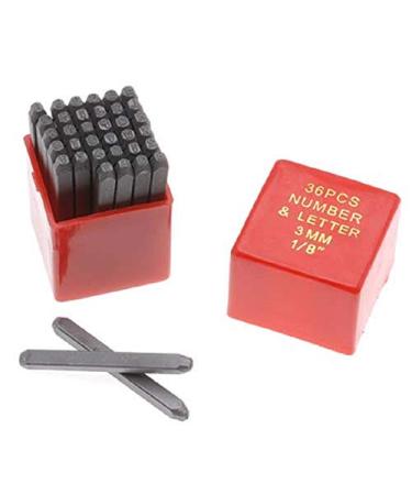 36pc 1/8 3MM Letter & Number Stamp Punch Set Hardened Steel  Metal Wood Leather