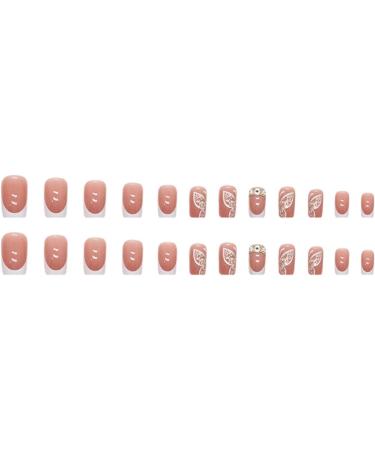 JUSTOTRY 24 Pcs Diamond Short Butterfly White French Press on Fake Nails with Nail Glue - Squoval Shape Medium Length for Women's Nail Art - Buy Online on GoSupps.com