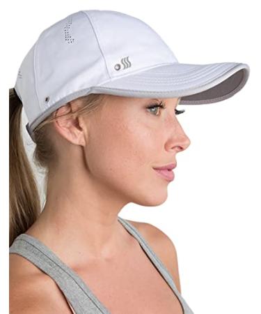 SAAKA Featherlight Sports Hat. Premium Packaging. Lightweight, Quick Drying. Running, Tennis & Golf Cap for Women & Girls White Medium