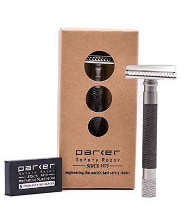Buy Parkers Semi Slant Safety Razor & 5 Premium Double Edge Blades - Graphite | International Shipping Available - Buy Online on GoSupps.com