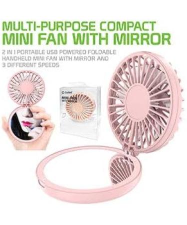 Cellet Portable Mini Fan with Compact Mirror - USB Rechargeable, 3 Speed Cosmetic Beauty Cooling Fan - Buy Online on GoSupps.com
