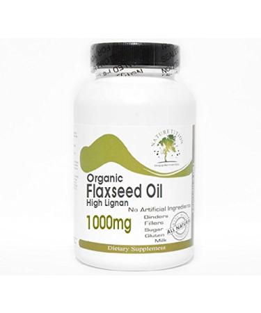 Organic Flaxseed Oil High Lignan 1000mg 100 Capsules - No Additives Naturetition Supplements
