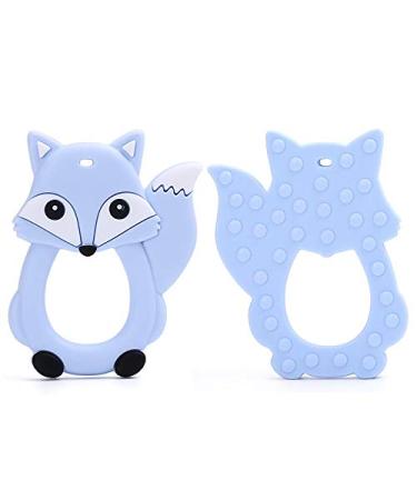 2pcs Cartoon Fox Teething Ring Set | Silicone Pacifier & Dummy for Infants | Safe Teething Toy Pendant - International Shipping Available - Buy Online on GoSupps.com