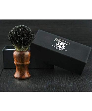 Black hair shaving brush with wooden handle for men shaving