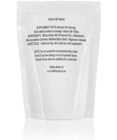 Vitamin B6 Pyridoxine HCL 100mg 180 Tablets - LetterBox Friendly UK Fast Delivery - Buy Online on GoSupps.com