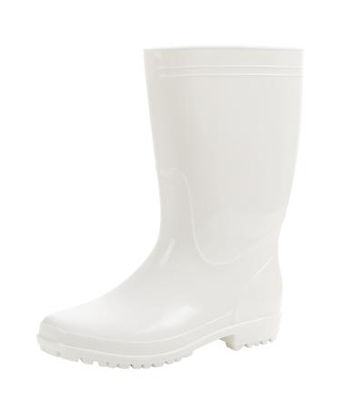 Comwarm Men's Mid-calf Rain Boots Waterproof Anti-Slip Black PVC Adult Outdoor Work Rubber Boots 11.5 White