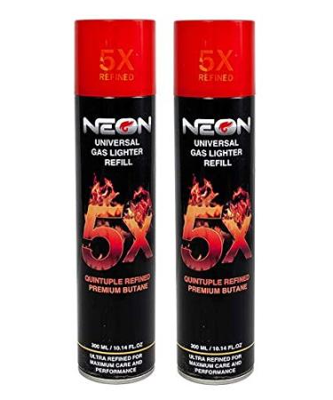 2 Cans Neon 5X Butane Refill Fuel Fluid Lighter Ultra Refined 5 Times 10.14 Oz