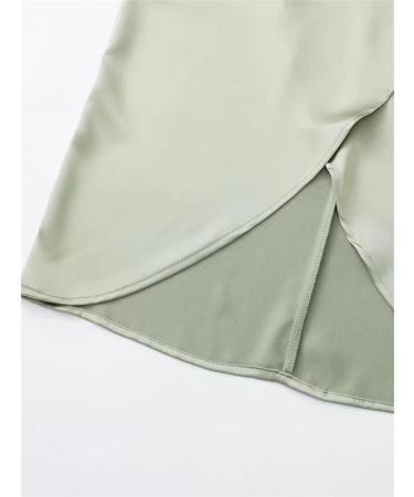 Buy Women's High Waist Satin Midi Skirt with Slit - Elegant Summer Split Skirt XS - Buy Online on GoSupps.com