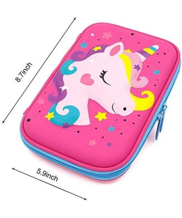 Pencil Case for Girls  3D Cute EVA Unicorn Pen Pouch Stationery Box Anti-Shock Large Capacity Multi-Compartment for School with 4 unicorn pens Unicorn2 pink - Buy Online on GoSupps.com