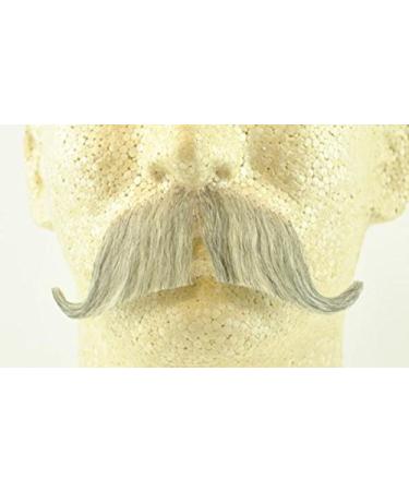 Colonel Major or Constable Moustache LIGHT GREY w/Spirit Gum Adhesive - 100% Human Hair - no. 2014 - REALISTIC! Perfect for Theater - Reusable!