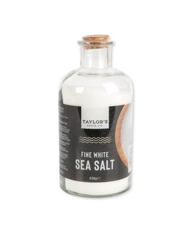 Fine White Sea Salt for Seasoning Spice Cooking Salad Chat Salt Vegan in Glass Jar (630g X1) 630.00 g (Pack of 1)