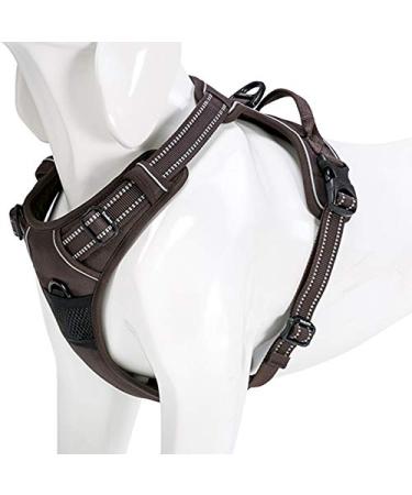 Winhyepet truelove dog harness no-pull reflective adjustable pet dishes with 2 linen clips simple control handle for small medium-sized and large dogs TLH5651 XS brown