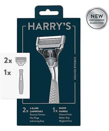 Harry's Chrome Edition The Winston Razor + 4 Blade Refills - Premium Shaving Kit for Men - International Shipping Available - Buy Online on GoSupps.com
