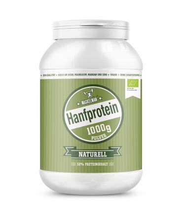 Hemp protein powder organic - 1 kg - over 50% protein content - from 100% bio -hemp seeds - vegan protein powder to support muscle structure