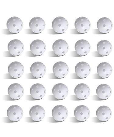 FUNZON Practice Golf Balls, 25 Pack Plastic Airflow Hollow Golf Balls for Driving Range, Swing Training, Lightweight, Training Golf Balls Indoor/Outdoor Use White