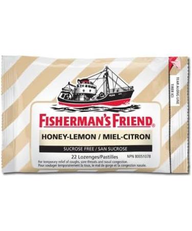 Fisherman s Friend Sugar Free Honey-Lemon | For Temporary Relief of Cough Sore Throat & Nasal Congestion | No Sugar | Halal Vegan Kosher & Gluten Free | 8 Packs of 22 Lozenges (176 Total Count) - Buy Online on GoSupps.com