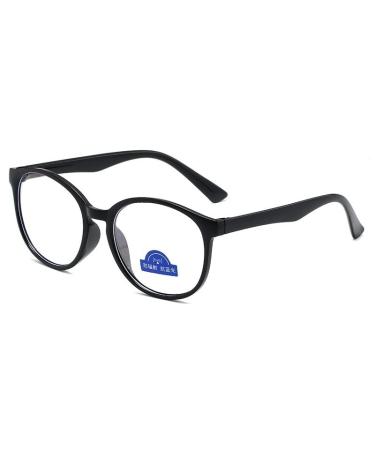 Newada round reading glasses for women and men retro oval blue light blocking computer reader HD blind protection flat light mirror (color: black size: +1.00)