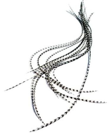 White Grizzly Stripe Feather Hair Extensions - Set of 10 Feathers - Buy Online on GoSupps.com
