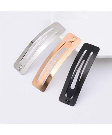 No Slip Metal Snap Hair Clips - 30 Rectangle BB Clips for Girls & Women - 60mm (Silver, Black, Rose Gold) - Buy Online on GoSupps.com