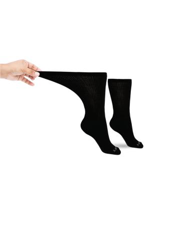 Men's Ultra-Soft Upper Calf Diabetic Socks  (Black  9-12  2 Pair) - Seamless  Moisture-Wicking  Breathable - Neuropathy  Edema & Circulation Support Black Shoe Size: 9-12