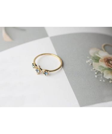 14k Gold Crown Blue Diamond CZ Ring - Size 6 | Engagement Anniversary Gift - Buy Online on GoSupps.com