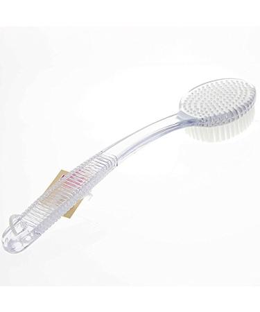 Kosmetex Bath Brush & Soap Sponge - Transparent White Robust Plastic Sauna Brush with Long Handle - Buy Online on GoSupps.com